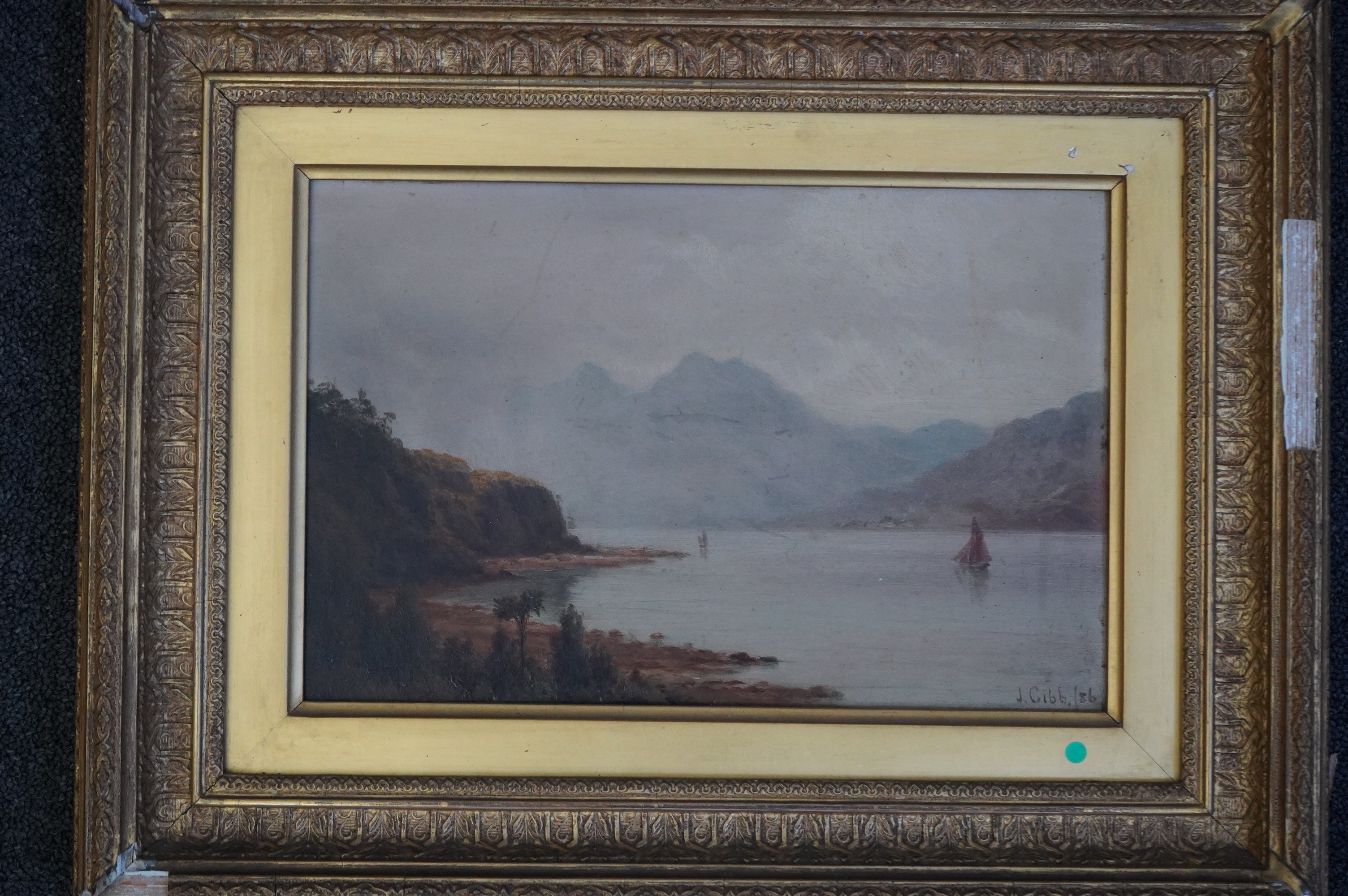 John Gibb (British, 1831-1909), 'No.9 Rocks Bay near Picton, Queen Charlotte Sound', New Zealand, oil on mill board, 19.5 x 29.5cm